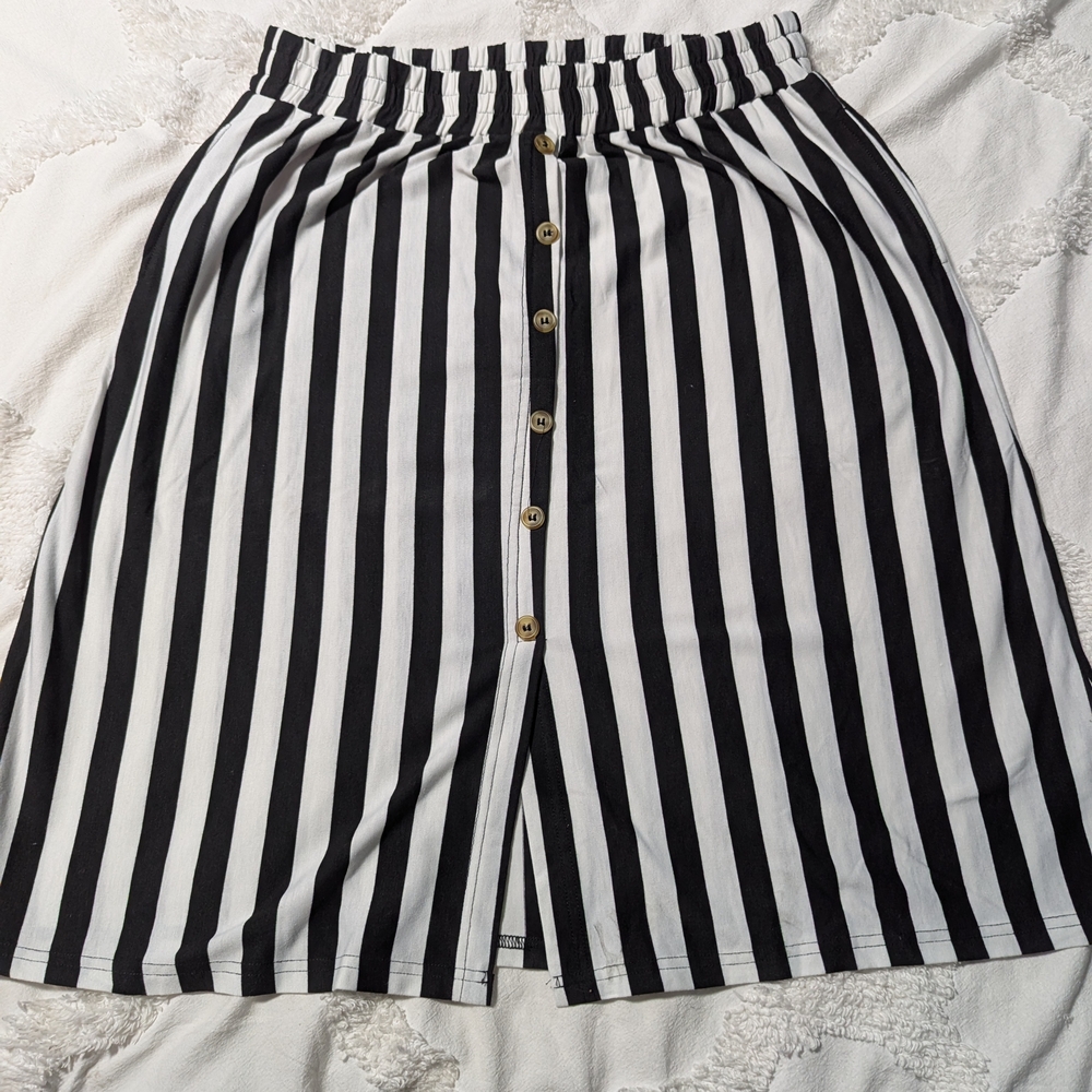 Black and White Striped Skirt